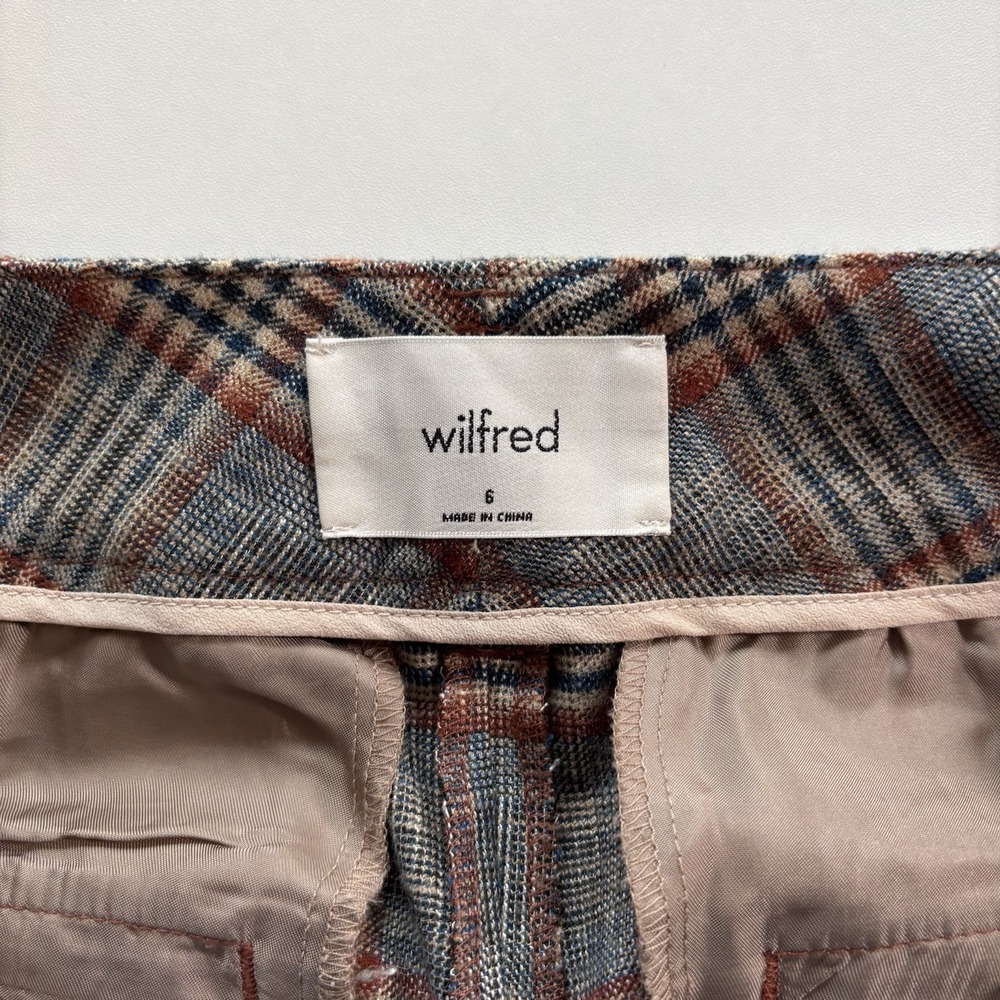 Aritzia Pants 6 Womens Wilfred Tie Front Plaid Twill Straight Leg Trouser - Picture 10 of 12